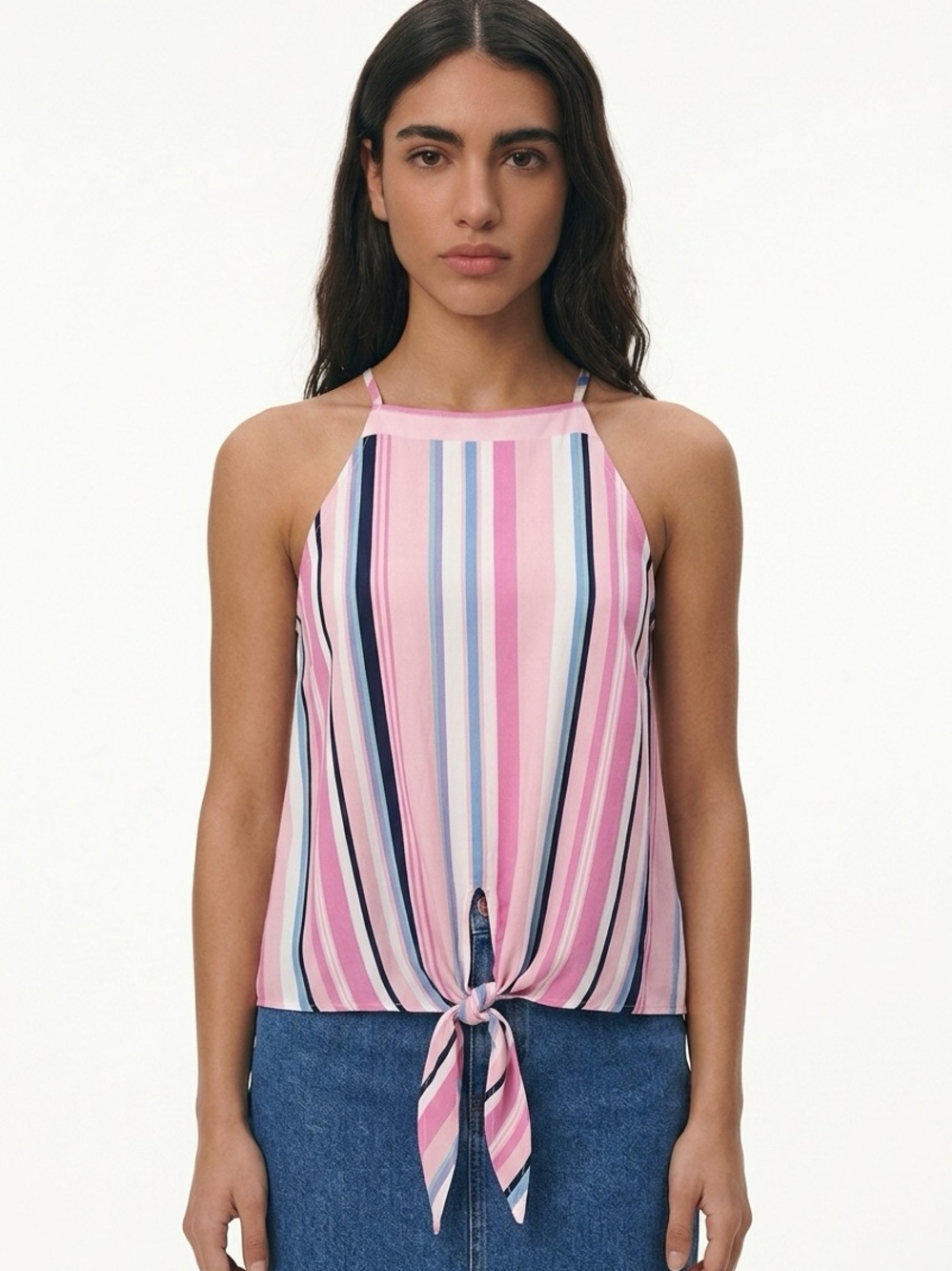 ANDREE BY UNIT | Tie Front Multicolor Striped Top